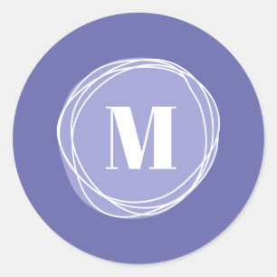 Girly Modern Paars Monogram Ronde Sticker