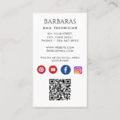 Girly Modern Photo Nail Artist Technician QR-code Visitekaartje (Achterkant)
