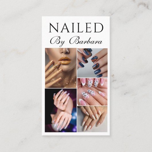 Girly Modern Photo Nail Artist Technician QR-code Visitekaartje (Voorkant)