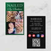 Girly Modern Photo Nail Artist Technician QR-code Visitekaartje (Voorkant / Achterkant)