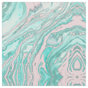 Girly Modern Pink Blauwgroen Groen Roky Marble Pat Stof