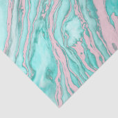 Girly Modern Pink Blauwgroen Groen Roky Marble Pat Tissuepapier (Detail)