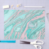 Girly Modern Pink Blauwgroen Groen Roky Marble Pat Tissuepapier (Craft)