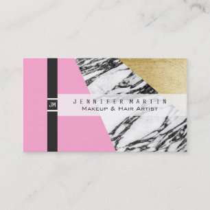 Girly Modern Pink Gold en Marble Triangular Cut Visitekaartje