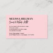 Girly Modern Pink Makeup Artist Visitekaartje (Achterkant)