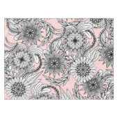 Girly Modern Pink White Floral Tekeningen Tafelkleed (Voorkant (Horizontaal))