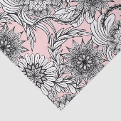 Girly Modern Pink White Floral Tekeningen Tissuepapier (Detail)