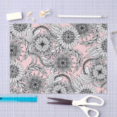 Girly Modern Pink White Floral Tekeningen Tissuepapier (Craft)