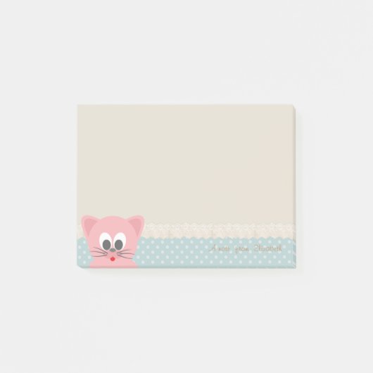 Girly Modern, Polka Dots, Cat Post-it® Notes (Voorkant)