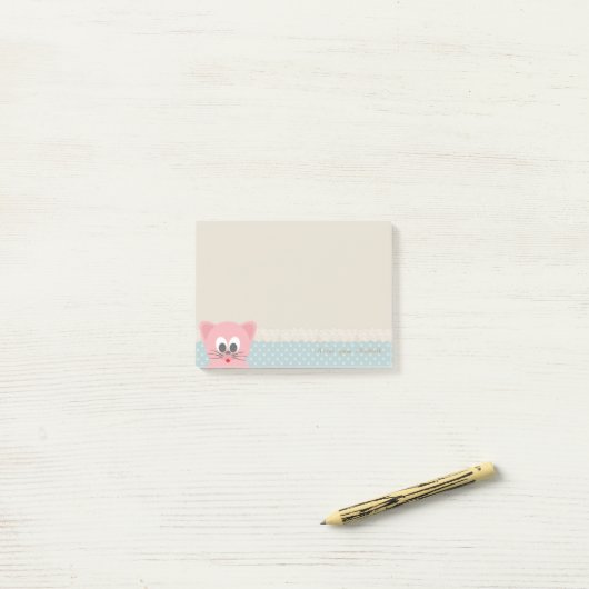 Girly Modern, Polka Dots, Cat Post-it® Notes (Op bureau)