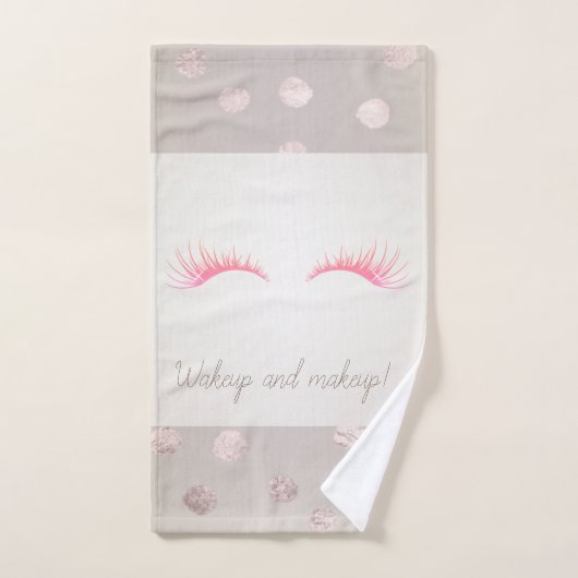 Girly Modern Polka Dots, Faux Lashes Bad Handdoek (Handdoek)