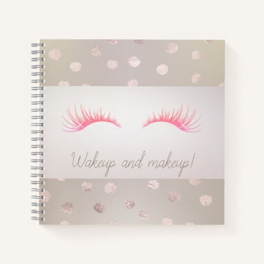 Girly Modern Polka Dots, Faux Lashes Notitieboek (Voorkant)