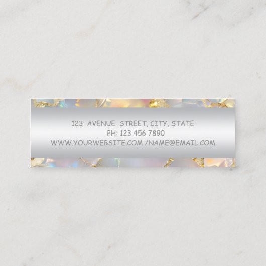 Girly Modern Professional Charming Opal Stone Mini Visitekaartje (Achterkant)