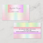 Girly Modern Professional Pastel Holographic Visitekaartje (Voorkant / Achterkant)