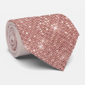 Girly Modern Roos Gold Glitter Blush Pink Split Stropdas (Opgerold)