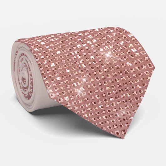 Girly Modern Roos Gold Glitter Blush Pink Split Stropdas (Opgerold)