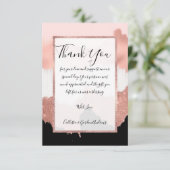 Girly Modern Roos Gold Pink Glitter Borstel Bedankkaart (Staand voorkant)