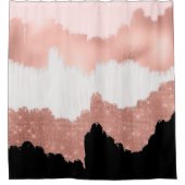 Girly Modern Roos Gold Pink Glitter Borstel Douchegordijn (Voorkant)