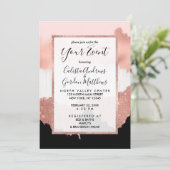 Girly Modern Roos Gold Pink Glitter Borstel Kaart (Staand voorkant)