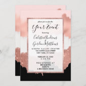 Girly Modern Roos Gold Pink Glitter Borstel Kaart (Voorkant / Achterkant)