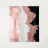 Girly Modern Roos Gold Pink Glitter Borstel Wandkleed (Voorkant)