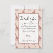 Girly Modern Roos Goud Blush Roze Giraffes Bedankkaart (Voorkant)