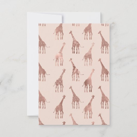 Girly Modern Roos Goud Blush Roze Giraffes Bedankkaart (Achterkant)