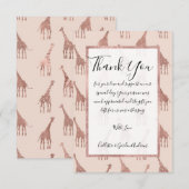 Girly Modern Roos Goud Blush Roze Giraffes Bedankkaart (Voorkant / Achterkant)