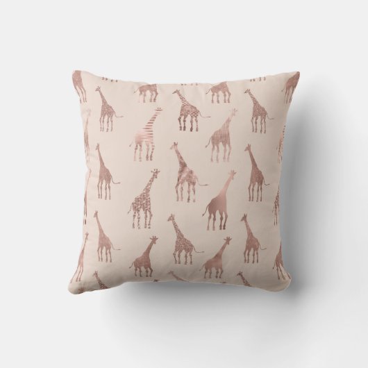 Girly Modern Roos Goud Blush Roze Giraffes Buitenkussen (Achterkant)