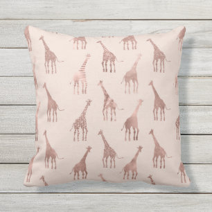 Girly Modern Roos Goud Blush Roze Giraffes Buitenkussen
