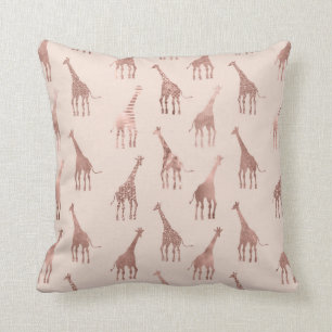 Girly Modern Roos Goud Blush Roze Giraffes Kussen