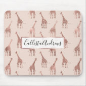 Girly Modern Roos Goud Blush Roze Giraffes Muismat (Voorkant)