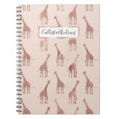 Girly Modern Roos Goud Blush Roze Giraffes Notitieboek (Voorkant)