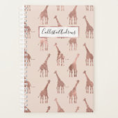 Girly Modern Roos Goud Blush Roze Giraffes Planner (Voorkant)