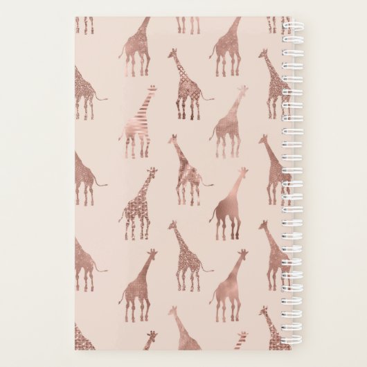 Girly Modern Roos Goud Blush Roze Giraffes Planner (Achterkant)