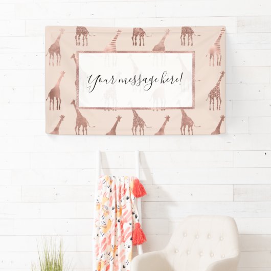 Girly Modern Roos Goud Blush Roze Giraffes Spandoek (Insitu)