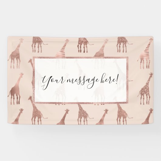 Girly Modern Roos Goud Blush Roze Giraffes Spandoek (Horizontaal)