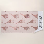 Girly Modern Roos Goud Blush Roze Giraffes Strandlaken (Voorkant)