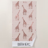 Girly Modern Roos Goud Blush Roze Giraffes Strandlaken (Voorkant)