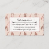 Girly Modern Roos Goud Blush Roze Giraffes Visitekaartje (Achterkant)