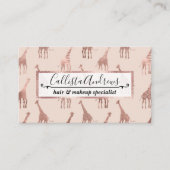 Girly Modern Roos Goud Blush Roze Giraffes Visitekaartje (Voorkant)