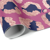 Girly Modern Roos Goud Navy Paarse Luipaard Print Cadeaupapier (Rol Hoek)
