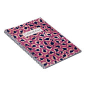 Girly Modern Roos Goud Navy Paarse Luipaard Print Notitieboek (Rechterzijde)