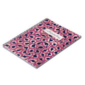 Girly Modern Roos Goud Navy Paarse Luipaard Print Notitieboek (Linkerzijde)