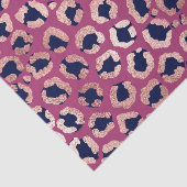 Girly Modern Roos Goud Navy Paarse Luipaard Print Tissuepapier (Detail)