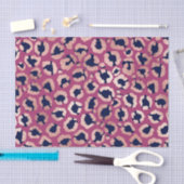 Girly Modern Roos Goud Navy Paarse Luipaard Print Tissuepapier (Craft)