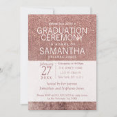 Girly Modern Roos Gouden Glitter Folie Afstuderen Kaart (Voorkant)