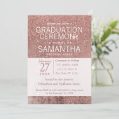 Girly Modern Roos Gouden Glitter Folie Afstuderen Kaart (Staand voorkant)