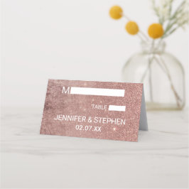 Girly Modern Roos Gouden Glitter Folie Place Cards Plaatskaartje