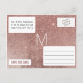 Girly Modern Roos Gouden Glitter Folie Save the Da Aankondigingskaart (Achterkant)